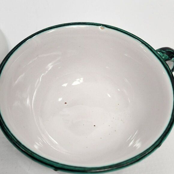 HAND PAINTED Green Floral Majolica Pottery Snack Set Made in Italy - Picture 8 of 13